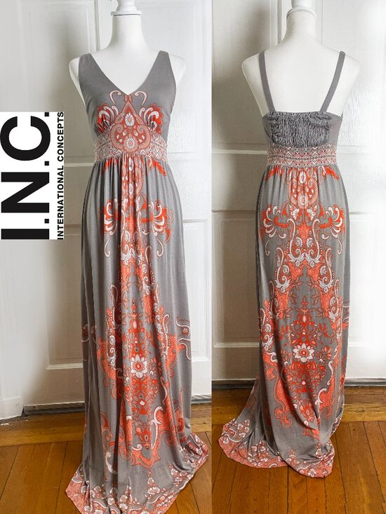 INC International Concepts Dresses & Skirts - INC International Concepts Paisley Print Boho V-Neck Maxi Dress Size Small | EUC